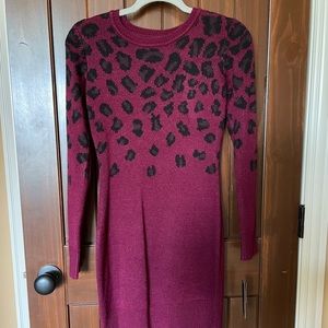 Juniors Size Small Long Sleeve Cheetah Print Dress